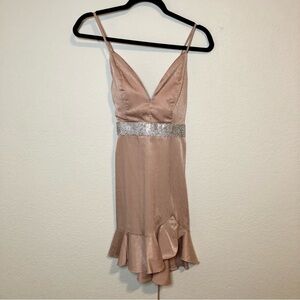 Hello Molly Angel Biba Tan and Rhinestone Mini Dress Size UK 10 / US 6